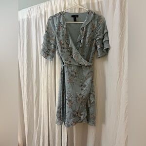 Aqua (Bloomingdale’s) Floral Ruffle Sleeve Wrap  Dress